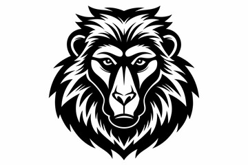 Obraz premium baboon head silhouette line art vector illustration with a white background