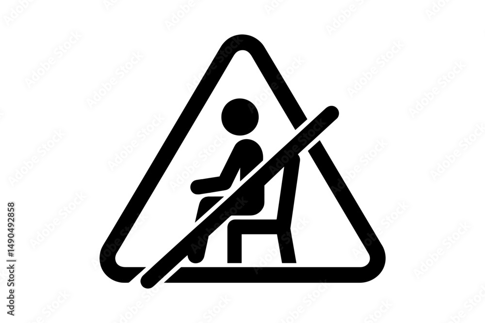 Poster safety warning sign indicating no sitting allowed in a designated area with a clear graphical repres