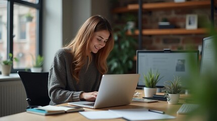 businesswoman working on laptop