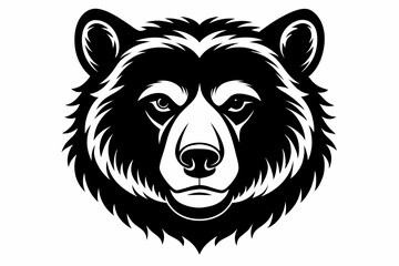 bear head silhouette line art vector illustration with a white background