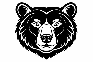 bear head silhouette line art vector illustration with a white background
