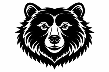 bear head silhouette line art vector illustration with a white background