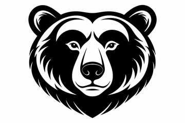 bear head silhouette line art vector illustration with a white background