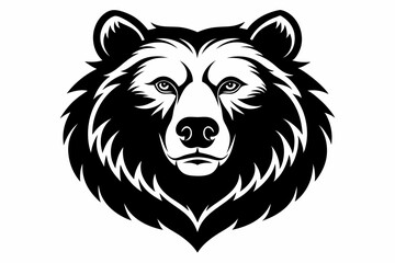 bear head silhouette line art vector illustration with a white background