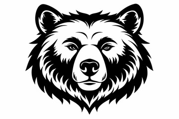 bear head silhouette line art vector illustration with a white background