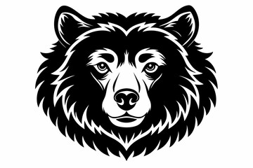 bear head silhouette line art vector illustration with a white background