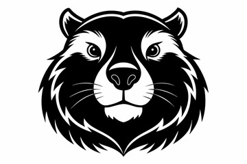 beaver head silhouette line art vector illustration with a white background
