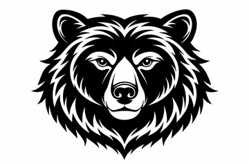 bear head silhouette line art vector illustration with a white background