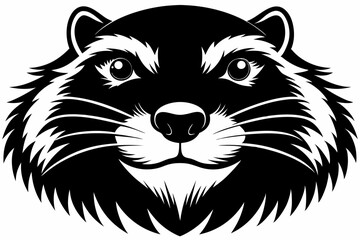 beaver head silhouette line art vector illustration with a white background