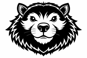 beaver head silhouette line art vector illustration with a white background