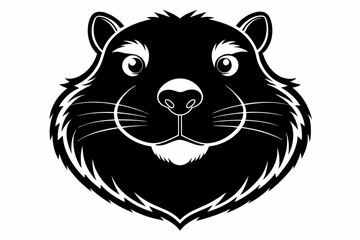beaver head silhouette line art vector illustration with a white background