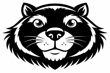 beaver head silhouette line art vector illustration with a white background
