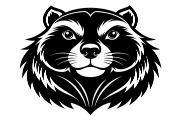 beaver head silhouette line art vector illustration with a white background