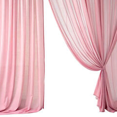 Pink curtains isolated on white background