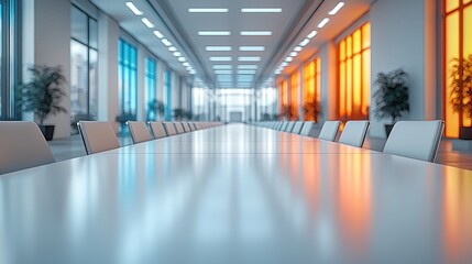 Fototapeta premium Modern Conference Room Interior Design, Serene Workspace