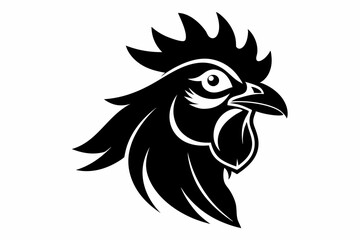 chicken head silhouette line art vector illustration with a white background