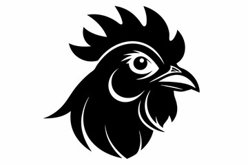 chicken head silhouette line art vector illustration with a white background
