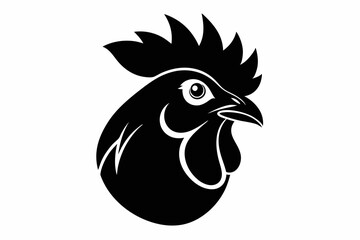 chicken head silhouette line art vector illustration with a white background