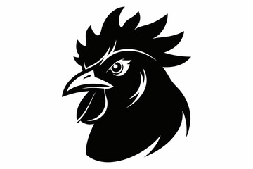 chicken head silhouette line art vector illustration with a white background