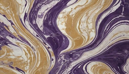 Marble Stone Texture Background: Purple and Gold Flowing Abstract