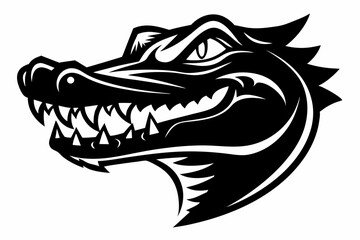 Naklejka premium crocodile head silhouette line art vector illustration with a white background