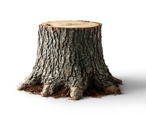 Tree stump on white background