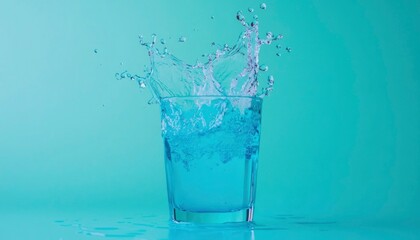 Splashing water in glass