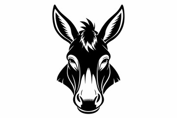donkey head silhouette line art vector illustration with a white background