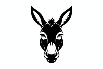 donkey head silhouette line art vector illustration with a white background