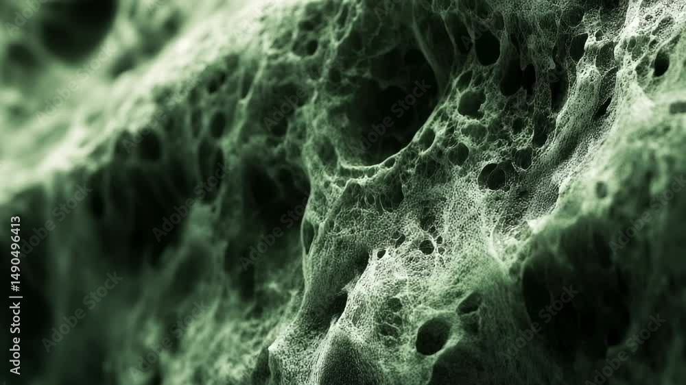 Poster exploring intricate textures of organic structures in a close-up view of biological materials