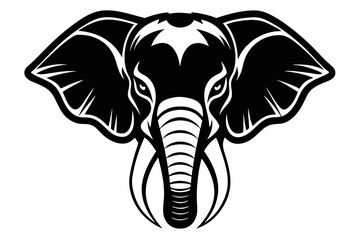 elephant head silhouette line art vector illustration with a white background
