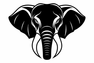 elephant head silhouette line art vector illustration with a white background