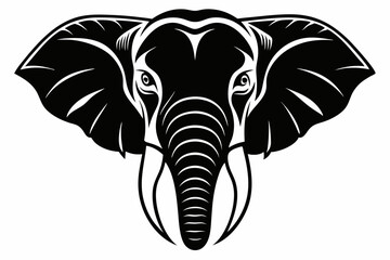 elephant head silhouette line art vector illustration with a white background