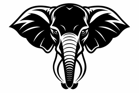 recommend clip art: elephant head silhouette line art vector illustration with a white background