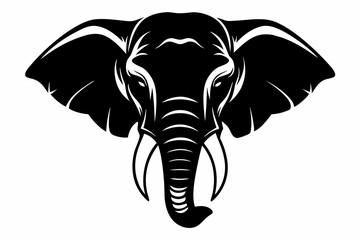 elephant head silhouette line art vector illustration with a white background