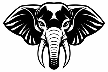 elephant head silhouette line art vector illustration with a white background