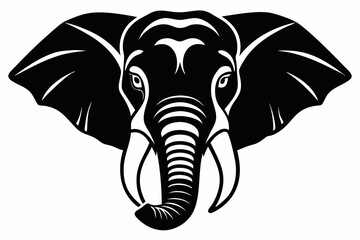 elephant head silhouette line art vector illustration with a white background