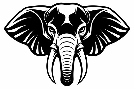 recommend clip art: elephant head silhouette line art vector illustration with a white background