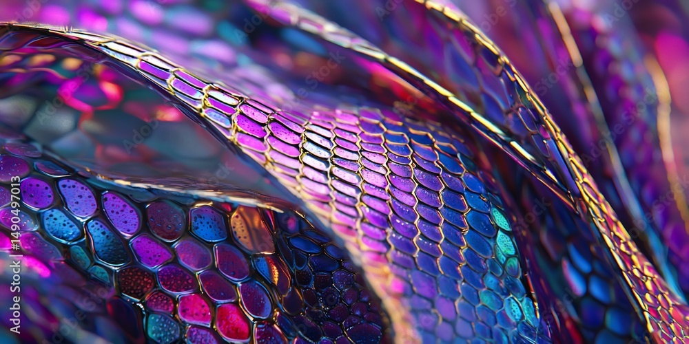 Poster Iridescent scale pattern creating an abstract and mesmerizing visual effect