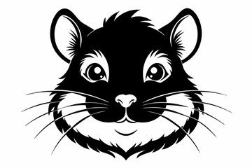 hamster head silhouette line art vector illustration with a white background