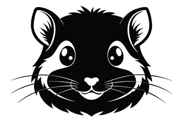 hamster head silhouette line art vector illustration with a white background