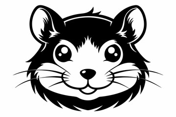 hamster head silhouette line art vector illustration with a white background