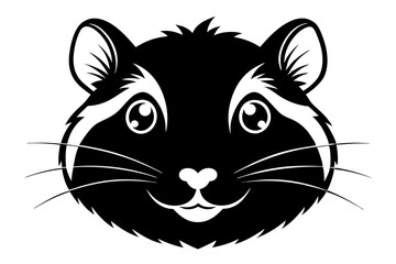 hamster head silhouette line art vector illustration with a white background