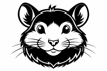 hamster head silhouette line art vector illustration with a white background