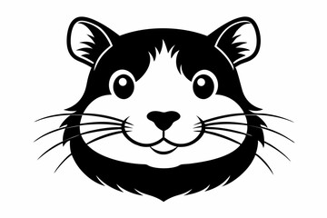 hamster head silhouette line art vector illustration with a white background