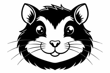 hamster head silhouette line art vector illustration with a white background