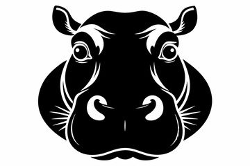 hippopotamus head silhouette line art vector illustration with a white background