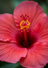 Closeup of a Red Hibiscus Flower Blossom
