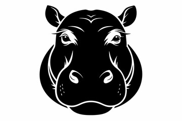 hippopotamus head silhouette line art vector illustration with a white background