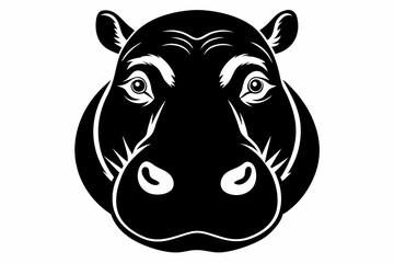 hippopotamus head silhouette line art vector illustration with a white background